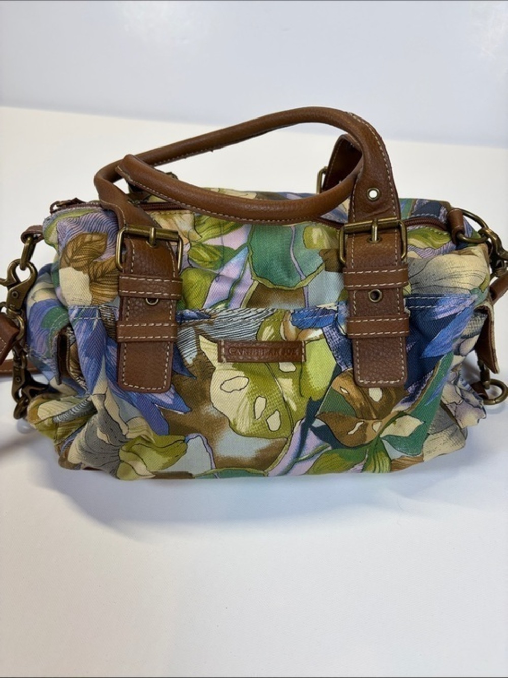 Caribbean Joe Floral Crossbody Satchel Tropical Print Convertible Bag
